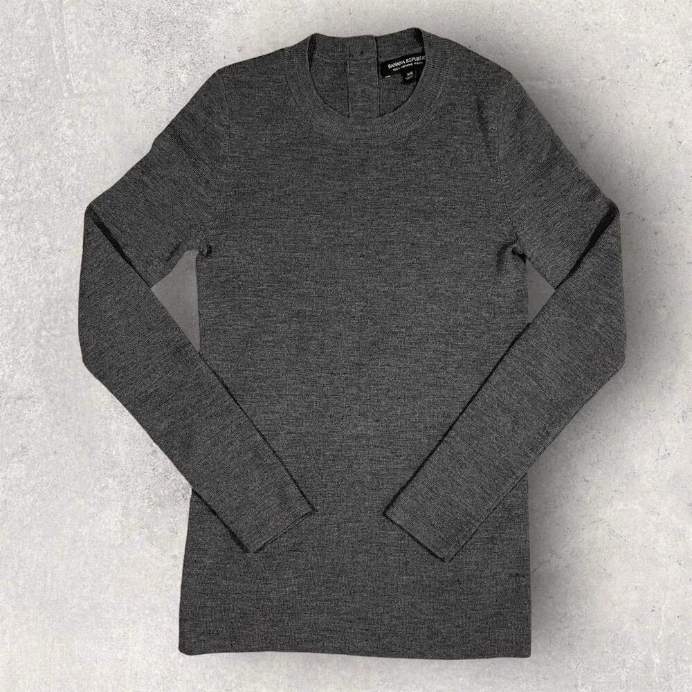 Banana Republic Women's XS Gray Merino Wool Long Sleeve Sweater